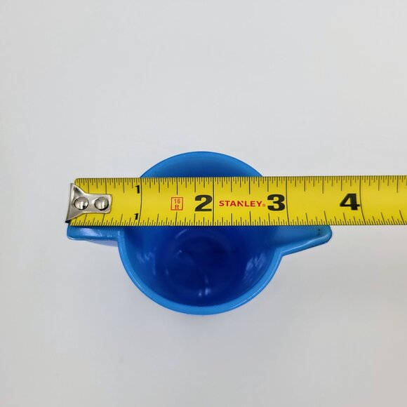 Vintage Akro Agate Pitcher Teapot Stacked Disc Blue Child’s Pitcher Read - Picture 10 of 10